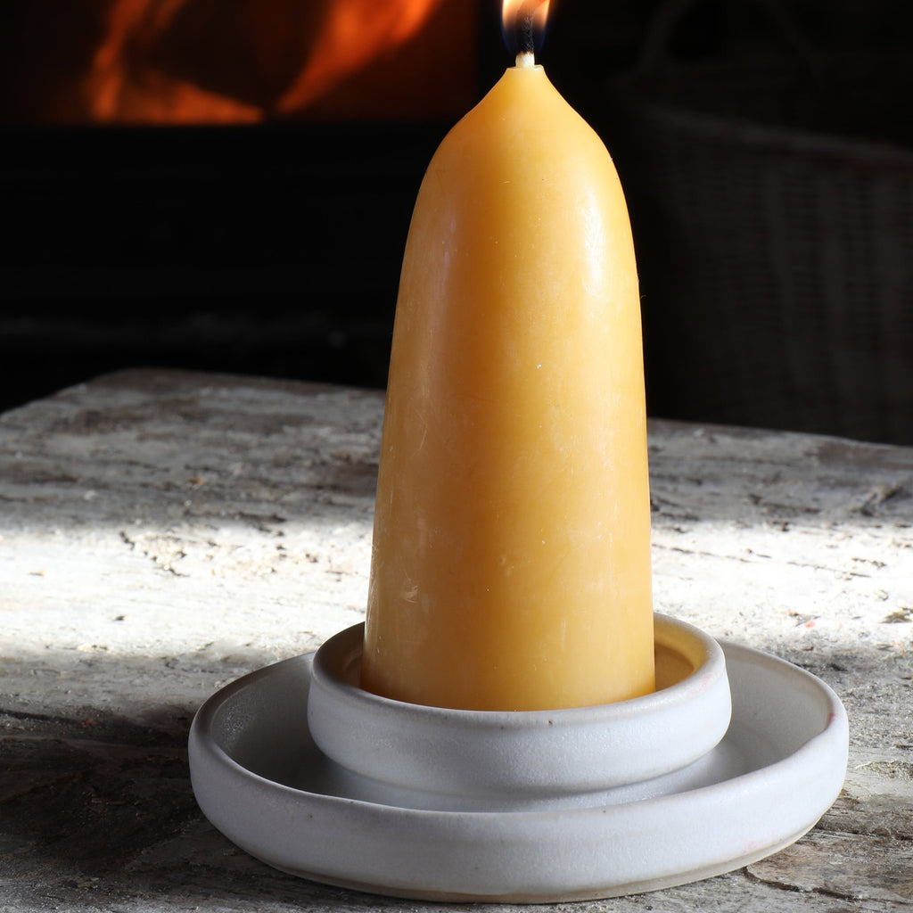 Hand-Dipped Stumpy Beeswax Candles (pair)