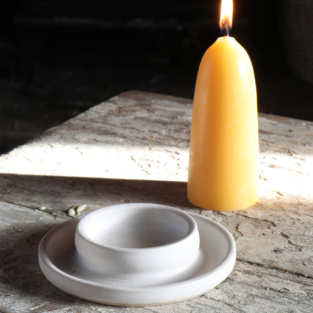 Hand-Dipped Stumpy Beeswax Candles (pair)